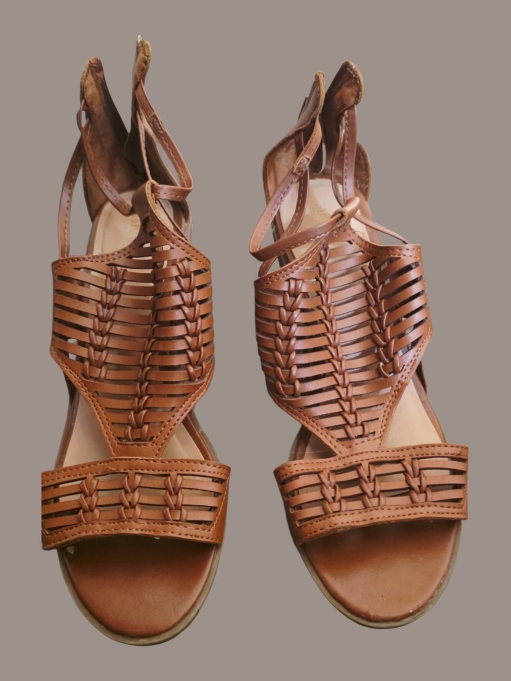Mossimo Supply Co. Brown Woven Leather Gladiator Mules